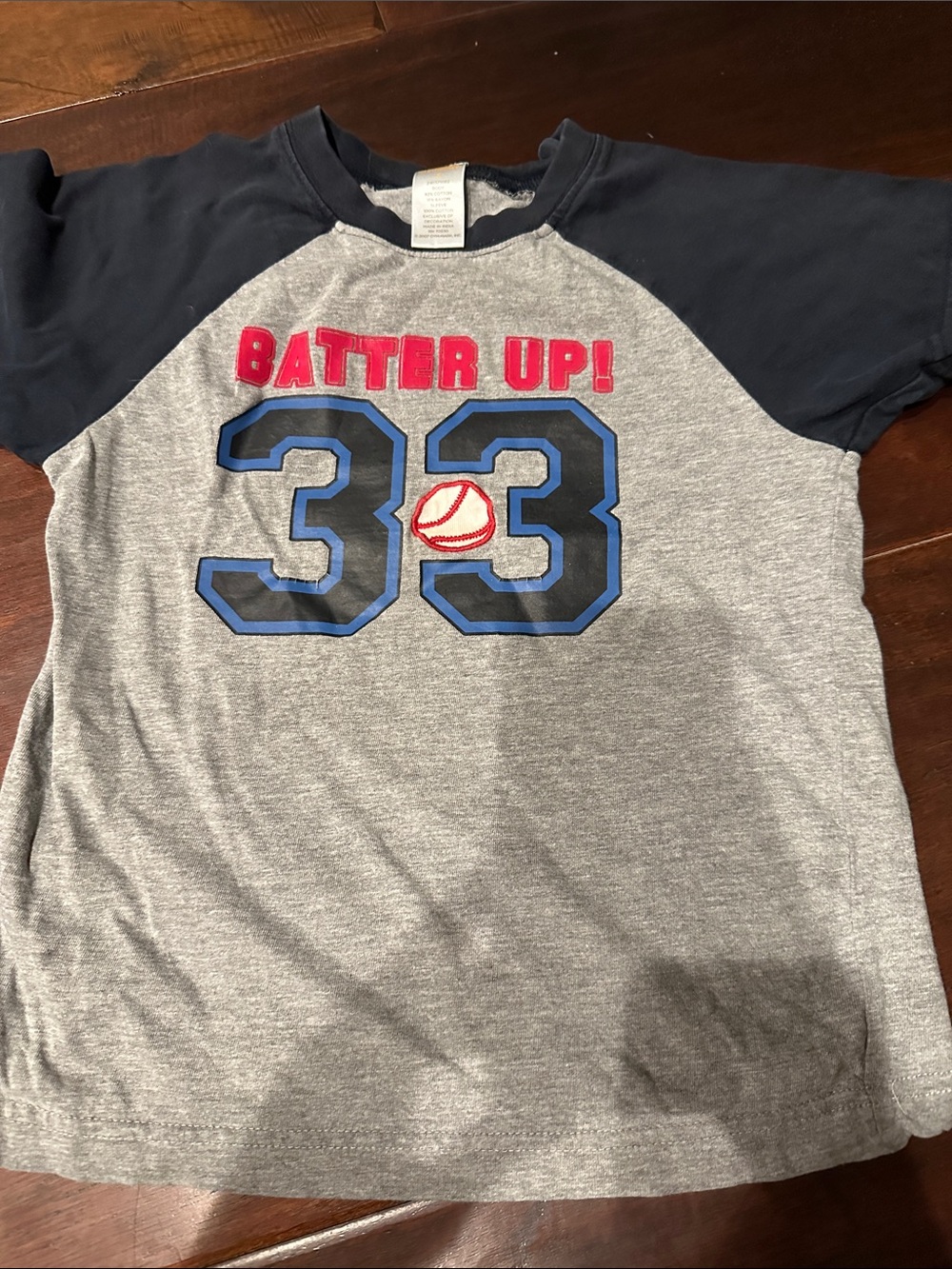 Gymboree Grey & Navy "Batter Up!" Baseball Tee
